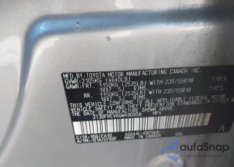 2016 Toyota Rav4 Limited from USA, damaged, VIN 2T3DFREV6GW490958